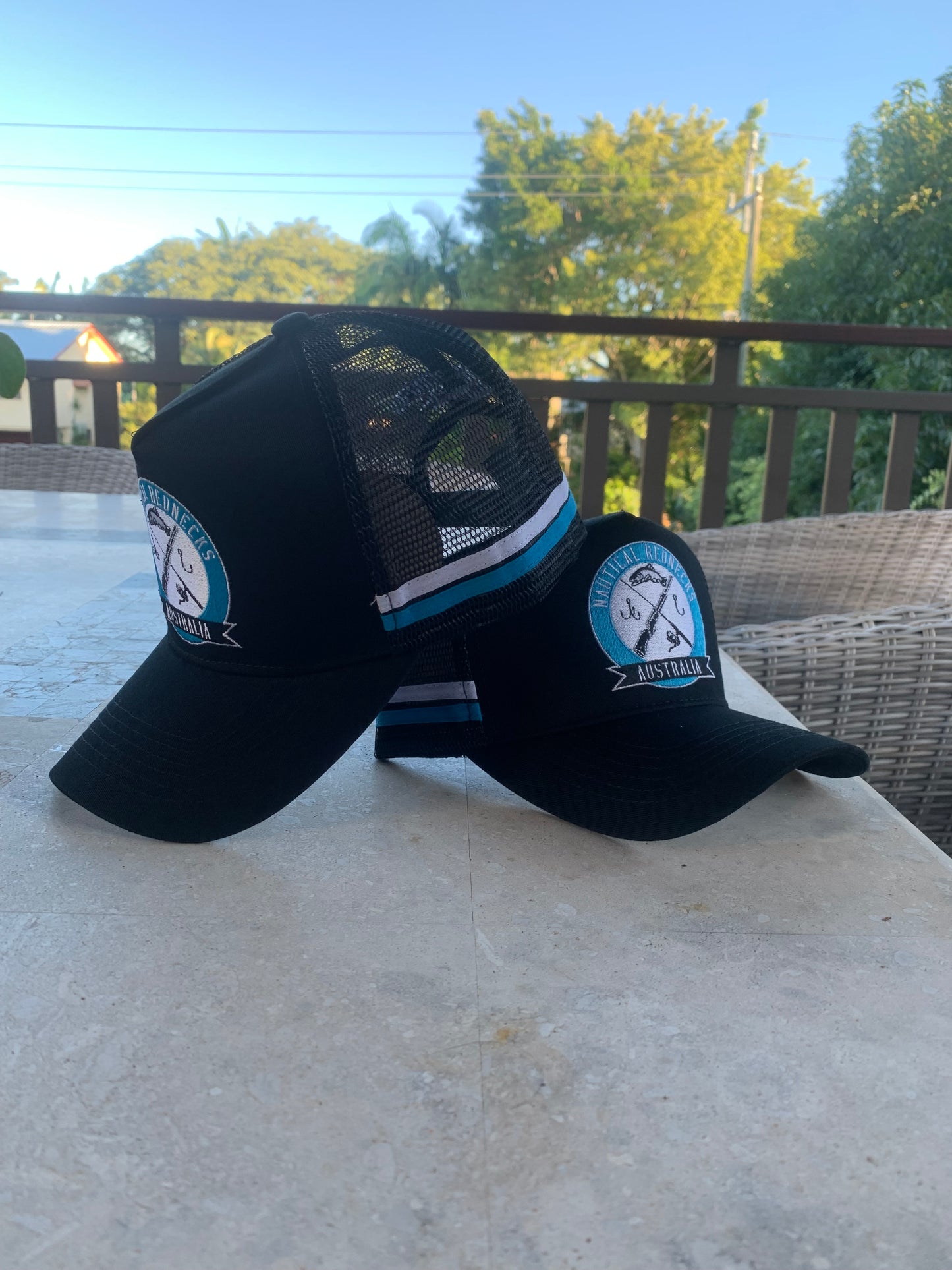 Trucker Cap - Black w/Blue Logo